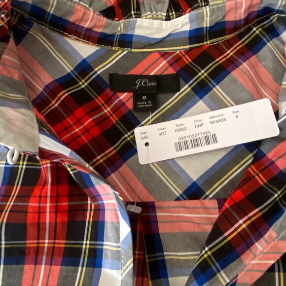 J Crew Holiday Plaid Tartan Ruffle Neck Tank - Picture 5 of 16